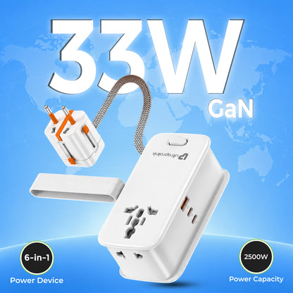 Travel Mate Pro 33 | World Travel Adapter & Power Strip | 33W GaN PD-PPS Charger | UM1183