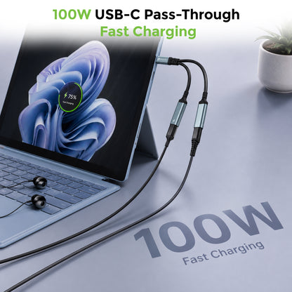 Audio Link-C2 | USB-C Male to Dual USB-C Female Digital Audio Adapter Convertor | UL1280