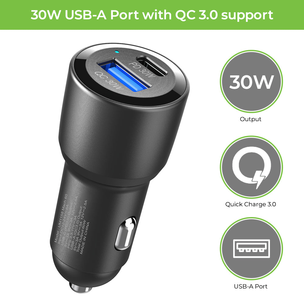 usb c car charger 30w