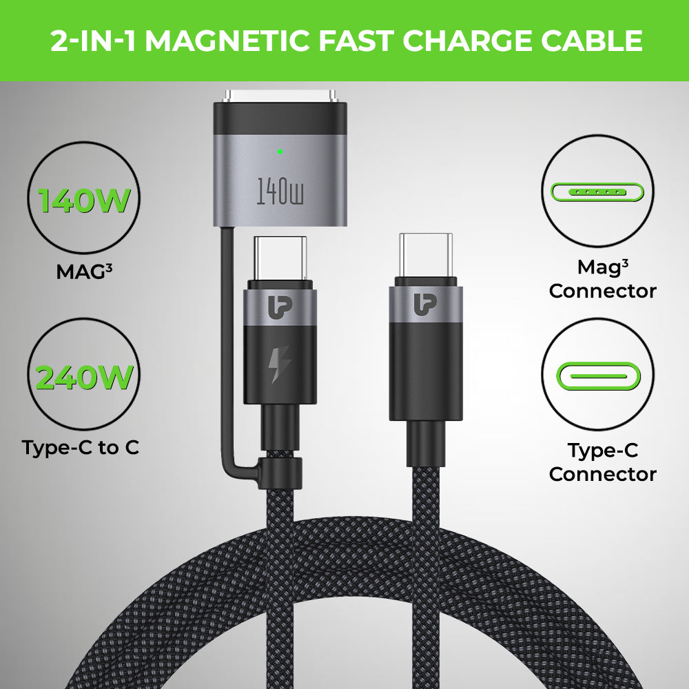 NyloKev 240 Mag3 USB Type C – Type C Mag3 PD Cable UL1193BLK-0200