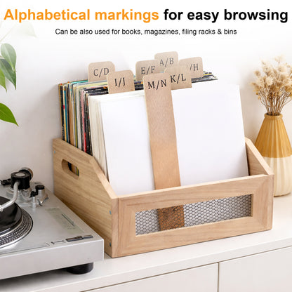 Wooden LP record dividers A to Z set of 13 for vinyl storage