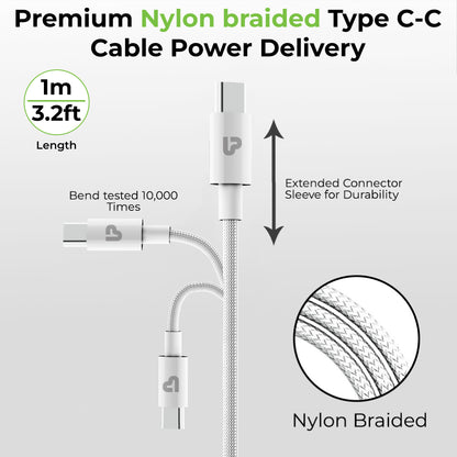 Zap+ 65 USB-C to USB-C 65W Power Delivery 3.1 Cable UL1228WHT-0100