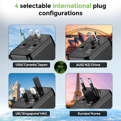 Universal Travel Adapter|30W GaN Charger with PD-PPS|Powers Up to 6 Devices | 2500W Max | UM1181