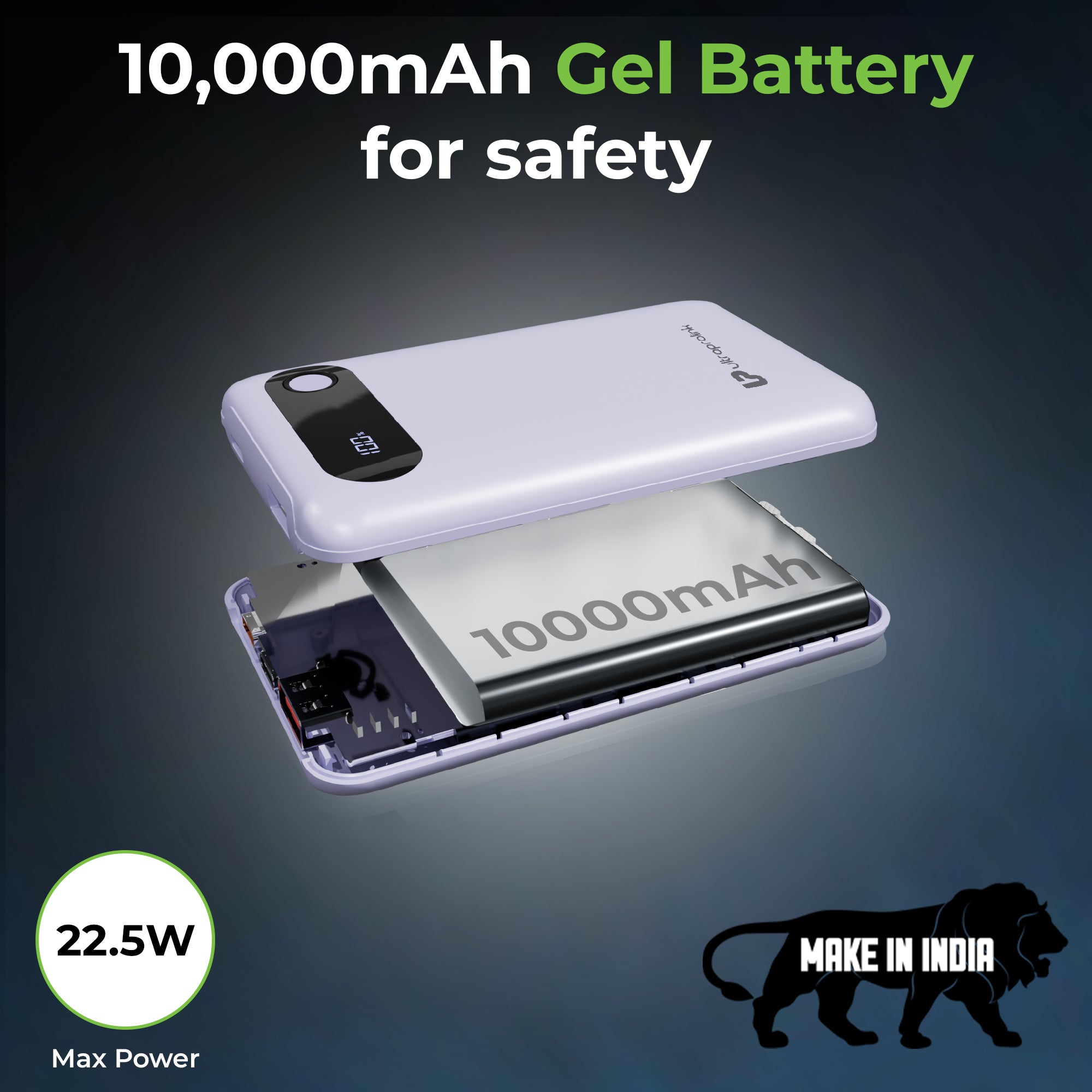 Ultra-Slim & compact Power Bank with Type C & iPhone Cable UM1127