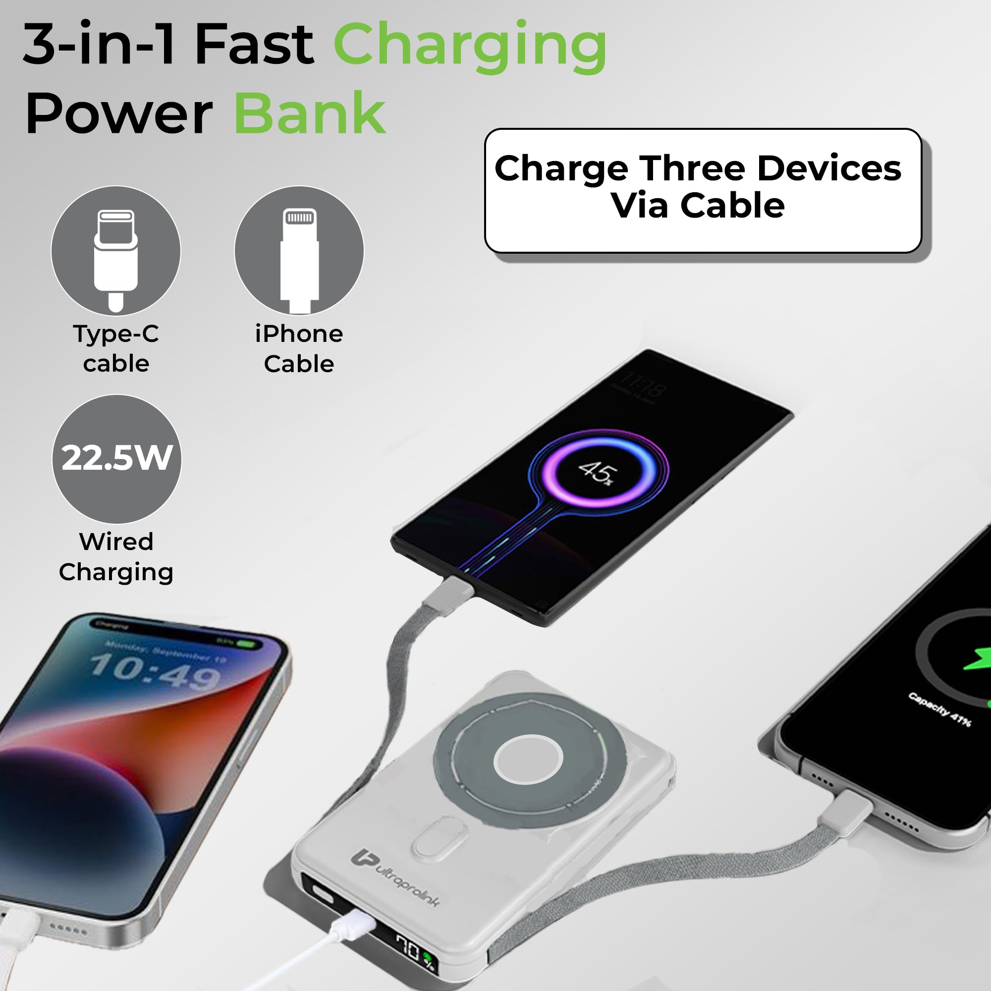 Juice-Up Mag 5 3-in-1 Wireless Magnetic Power Bank (10,000mAh) UM1126WHT