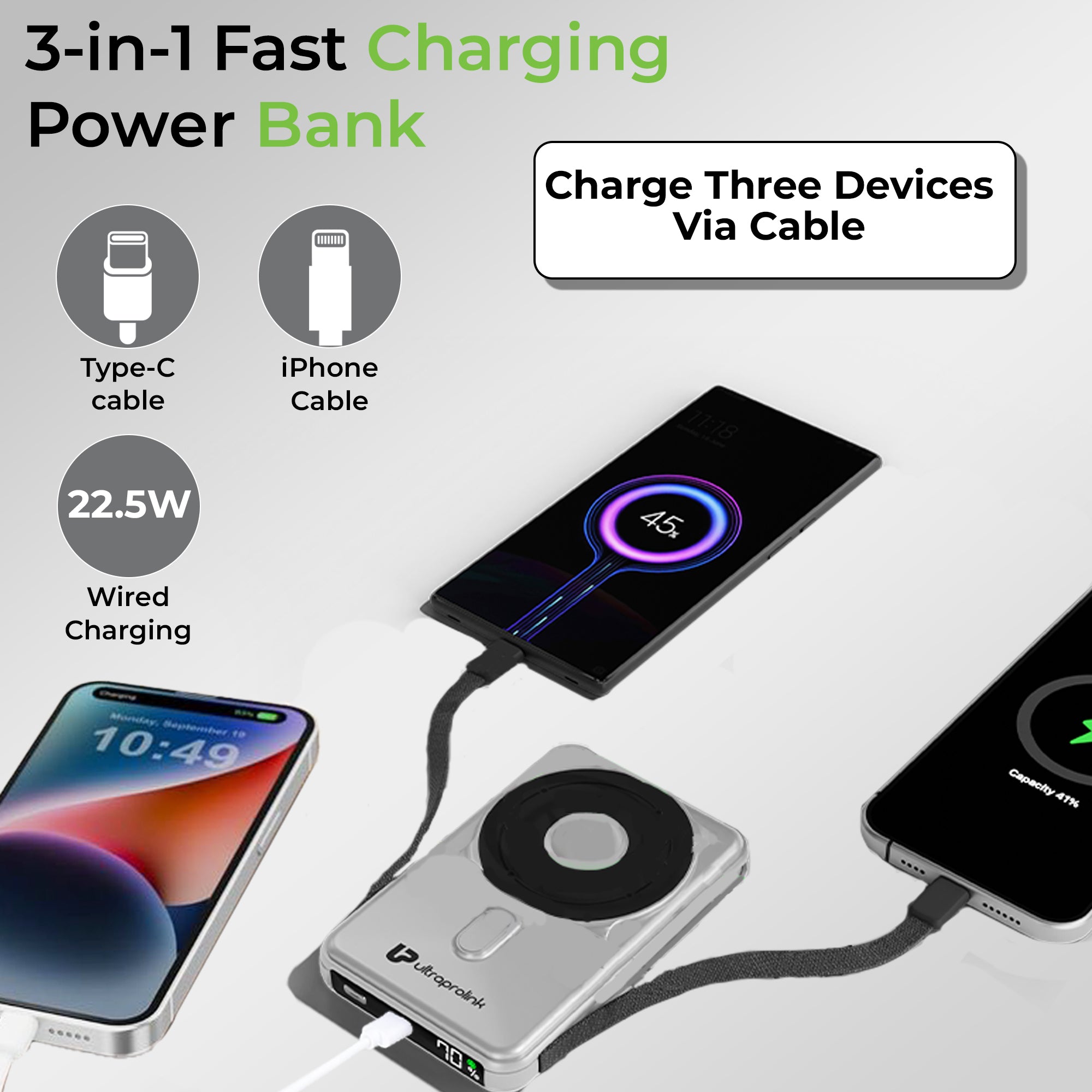 Juice-Up Mag 5 3-in-1 Wireless Magnetic Power Bank (10,000mAh) UM1126GRY