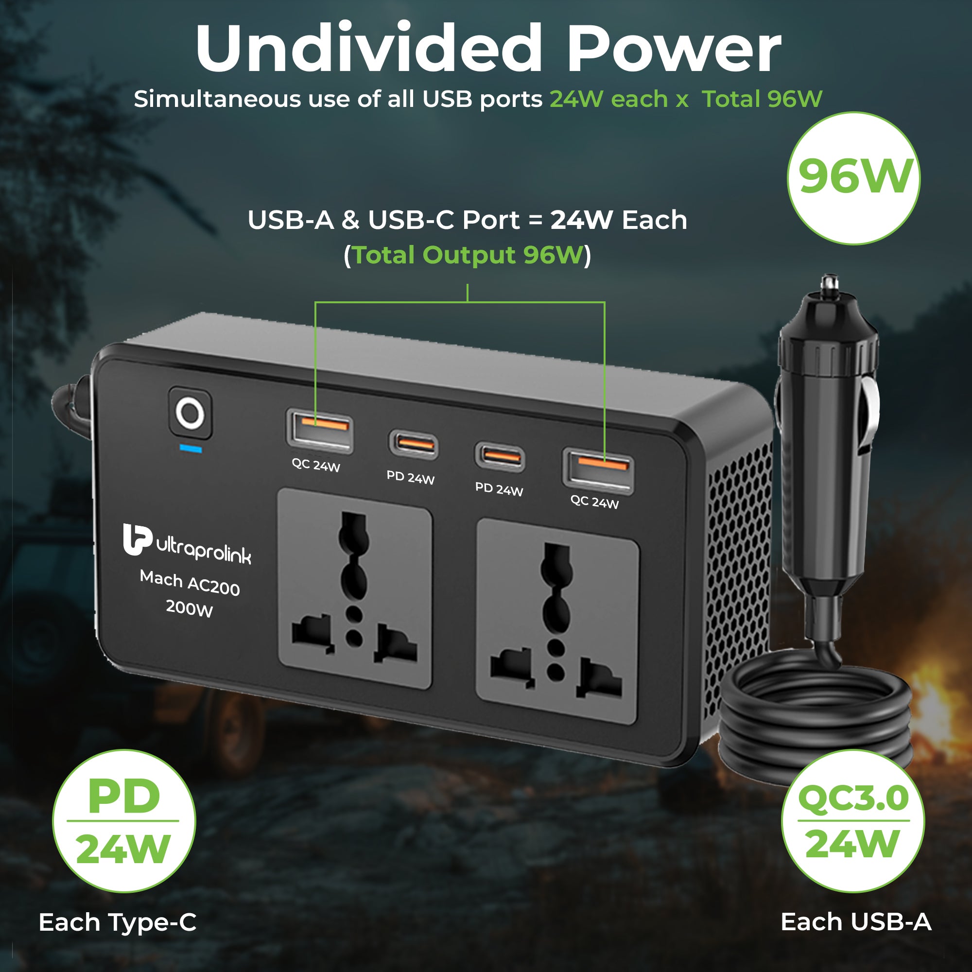  Car inverter 200W  Car inverter for laptop and electronics