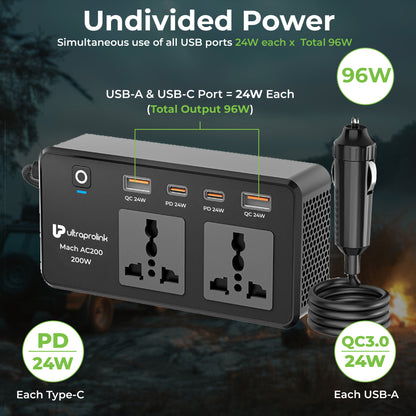  Car inverter 200W  Car inverter for laptop and electronics