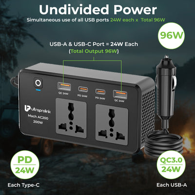  Car inverter 200W  Car inverter for laptop and electronics