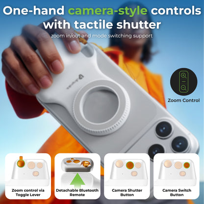 Snap-Z Grip | Magnetic Phone Camera Grip with Detachable Bluetooth Shutter & zoom control | UM1273
