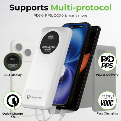 Juice-Up Max | 10000mah | Slim & compact Power Bank with Type C & iPhone Cable | UM1330