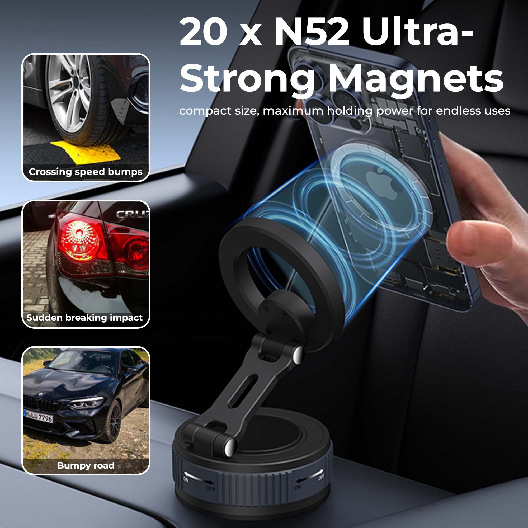 Magneto Magnetic Mobile Holder with Vacuum Grip UM1226