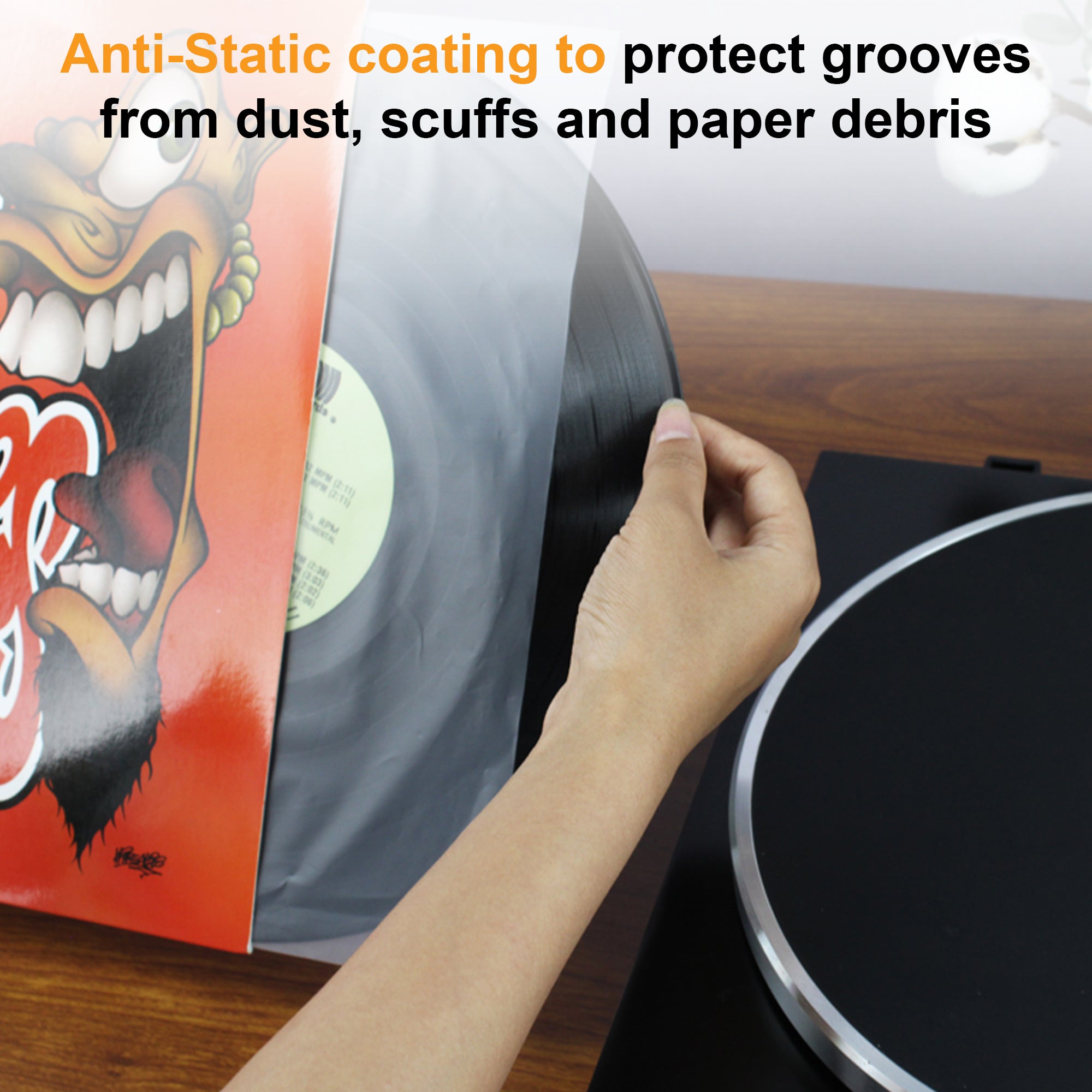 12" Record Inner Protective HDPE U-Shape Sleeves - 50 pcs GK1263