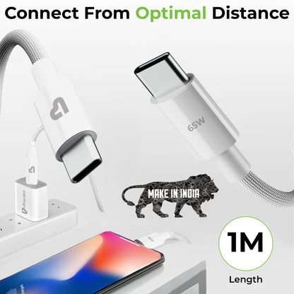 Zap+ 65 USB-C to USB-C 65W Power Delivery 3.1 Cable UL1228WHT-0100