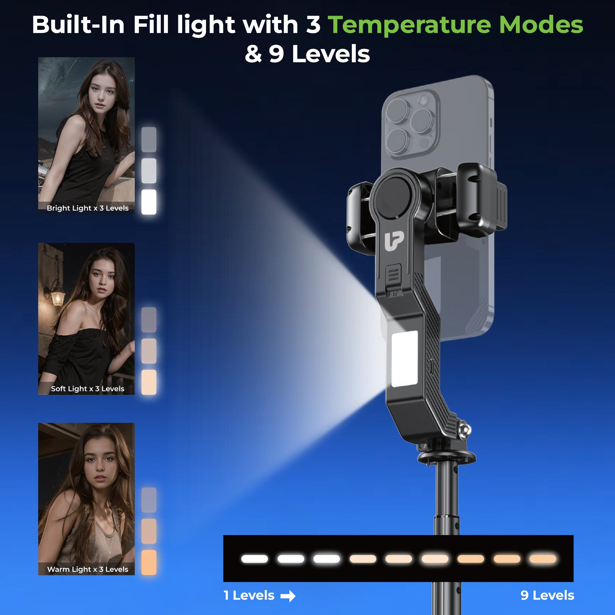 Snap-Z Pro 3in1 Gimbal-Selfie Stick & Extendible Quadripod UM1233