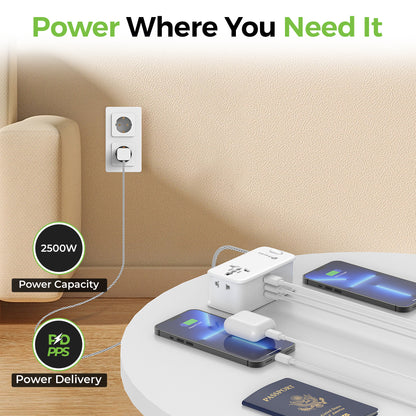 Travel Mate Pro 33 | World Travel Adapter & Power Strip | 33W GaN PD-PPS Charger | UM1183