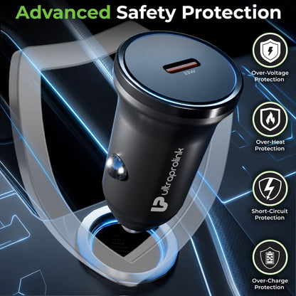 Mach 33 | Multi-Protocol Fast Car charger | 33W PD-PPS USB-C | UM1274