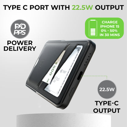 Juice-Up Swipe Mag-safe power bank 5000mAh with Stand & Wallet UM1128