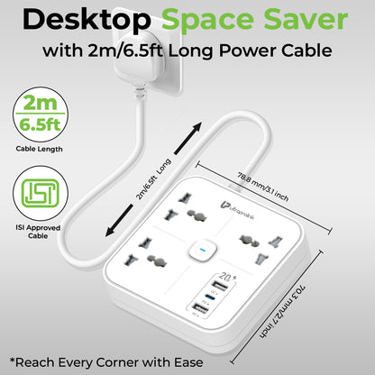 Surge Plate 20 3 Socket Surge Protector with 3 USB Ports UM1235WHT