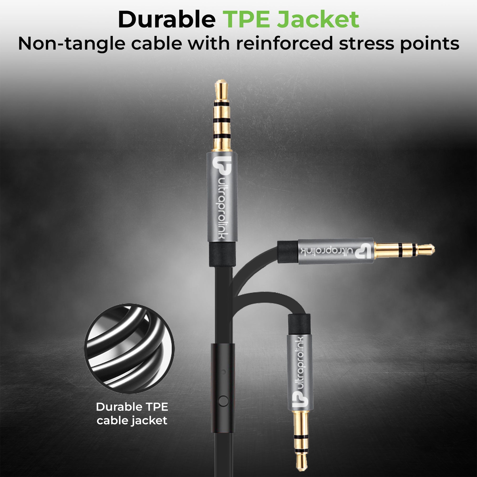 AudioOX - 3.5mm Cable with Mic UL108BLK-0150