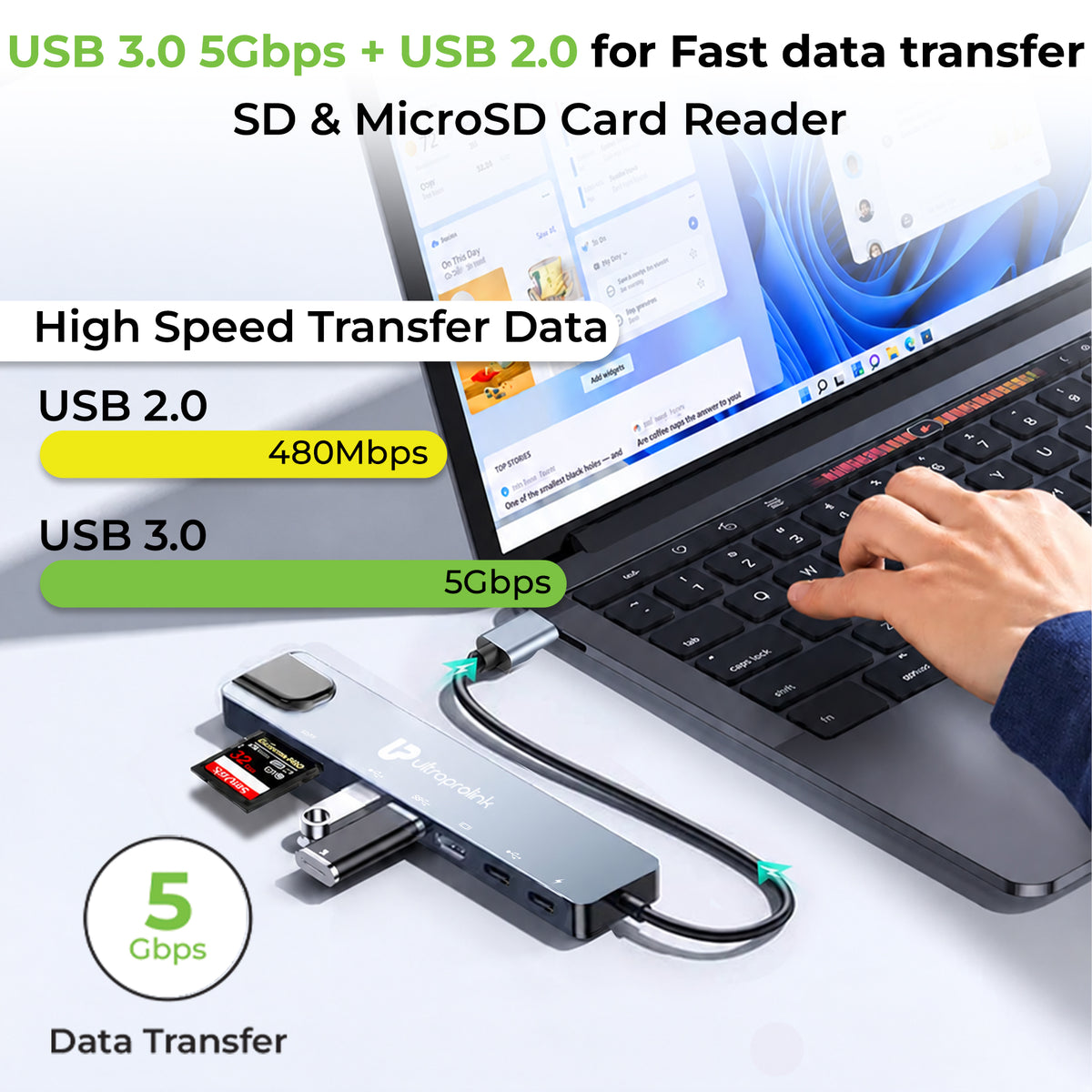Smart Hub 8 | USB-C 8-in-1 Docking Hub | UL1289