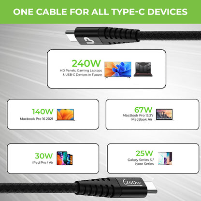 Portronics 240W C to C Cable 240w type c cable baseus 240w type c cable