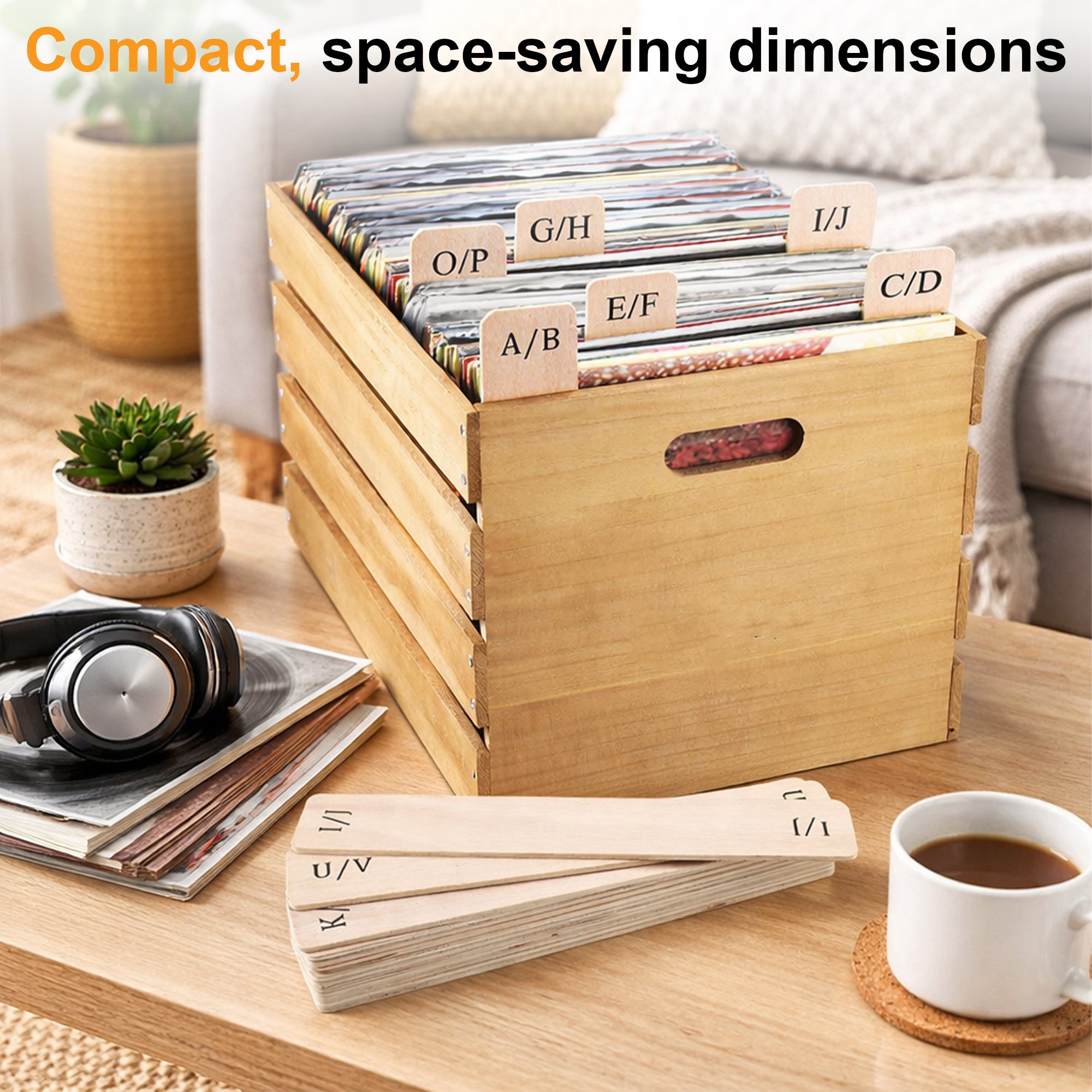 Vinyl record organizer wooden alphabetical dividers set of 13 pcs
