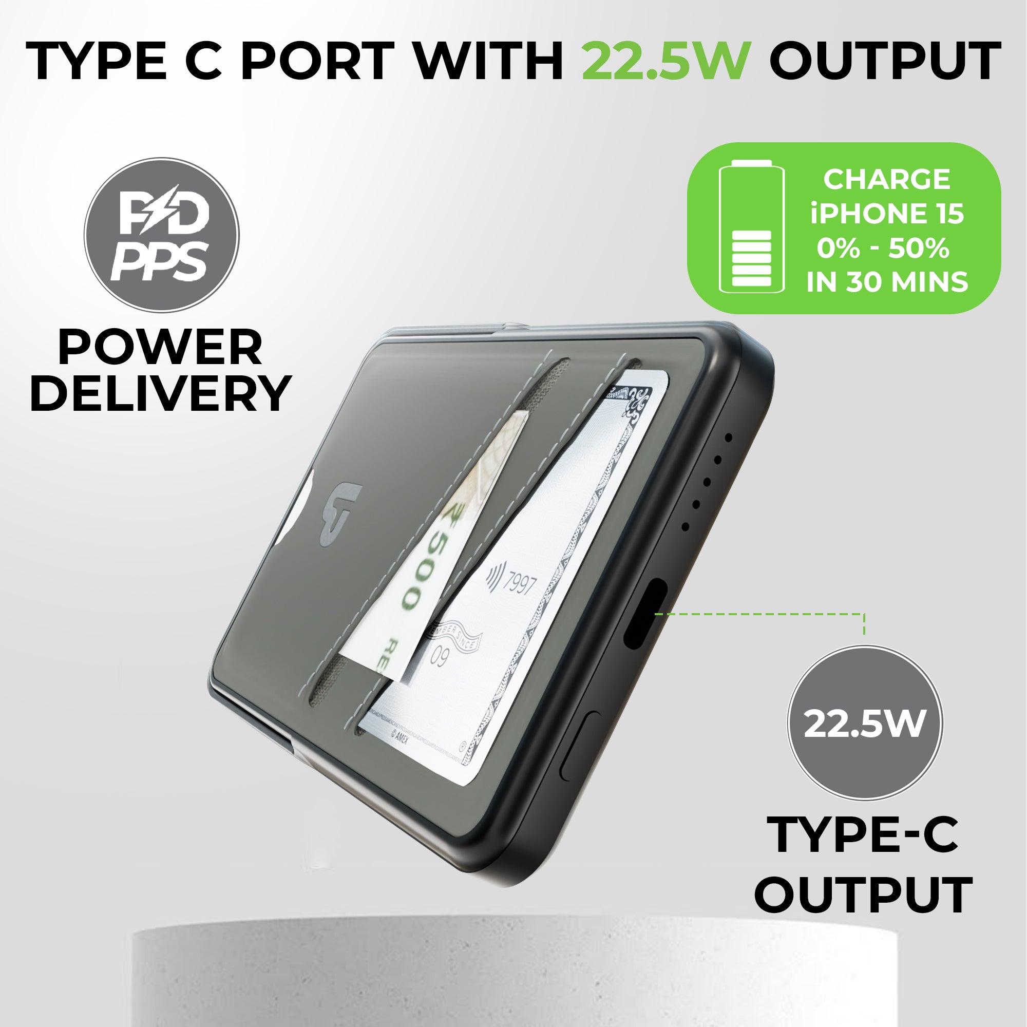 Juice-Up Swipe Mag-safe power bank 5000mAh with Stand & Wallet UM1128