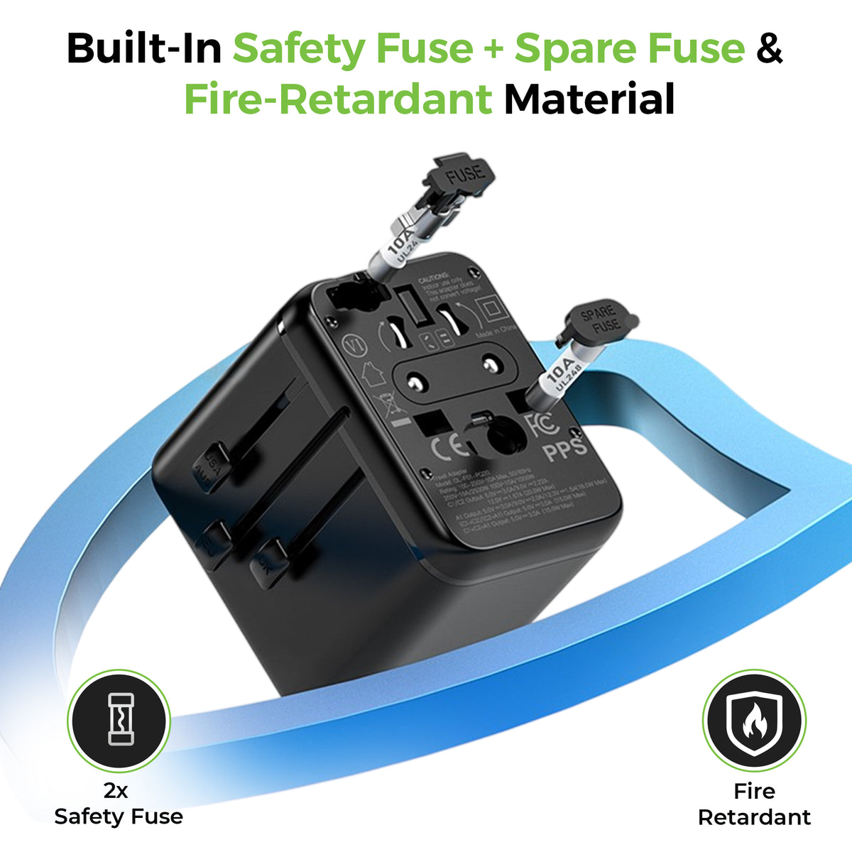 Universal Travel Adapter|30W GaN Charger with PD-PPS|Powers Up to 6 Devices | 2500W Max | UM1181