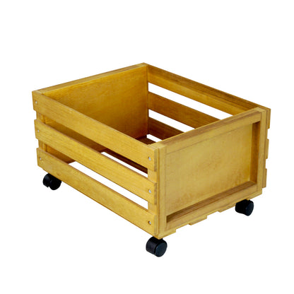 Wooden 12″ LP Vinyl Record Storage Crate on Wheels GK1259CDR