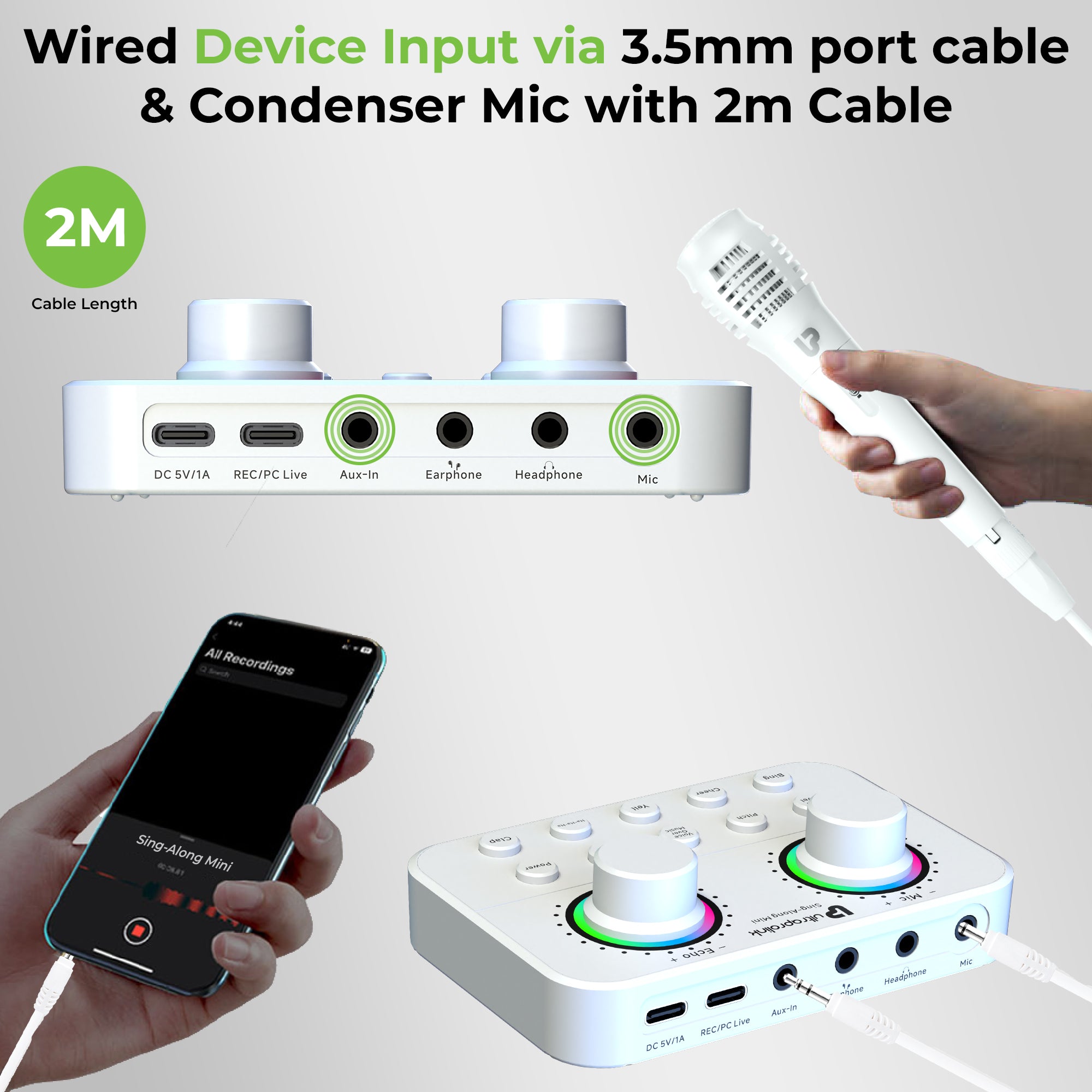 Sing-Along Mini Wireless Karaoke & Live Broadcast Mixer with Condenser Mic UM1002M