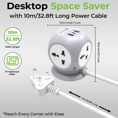 Power Qube PD20 7-in-1 Power Extension with QC3.0 & 20W PD UM1222WHT-1000