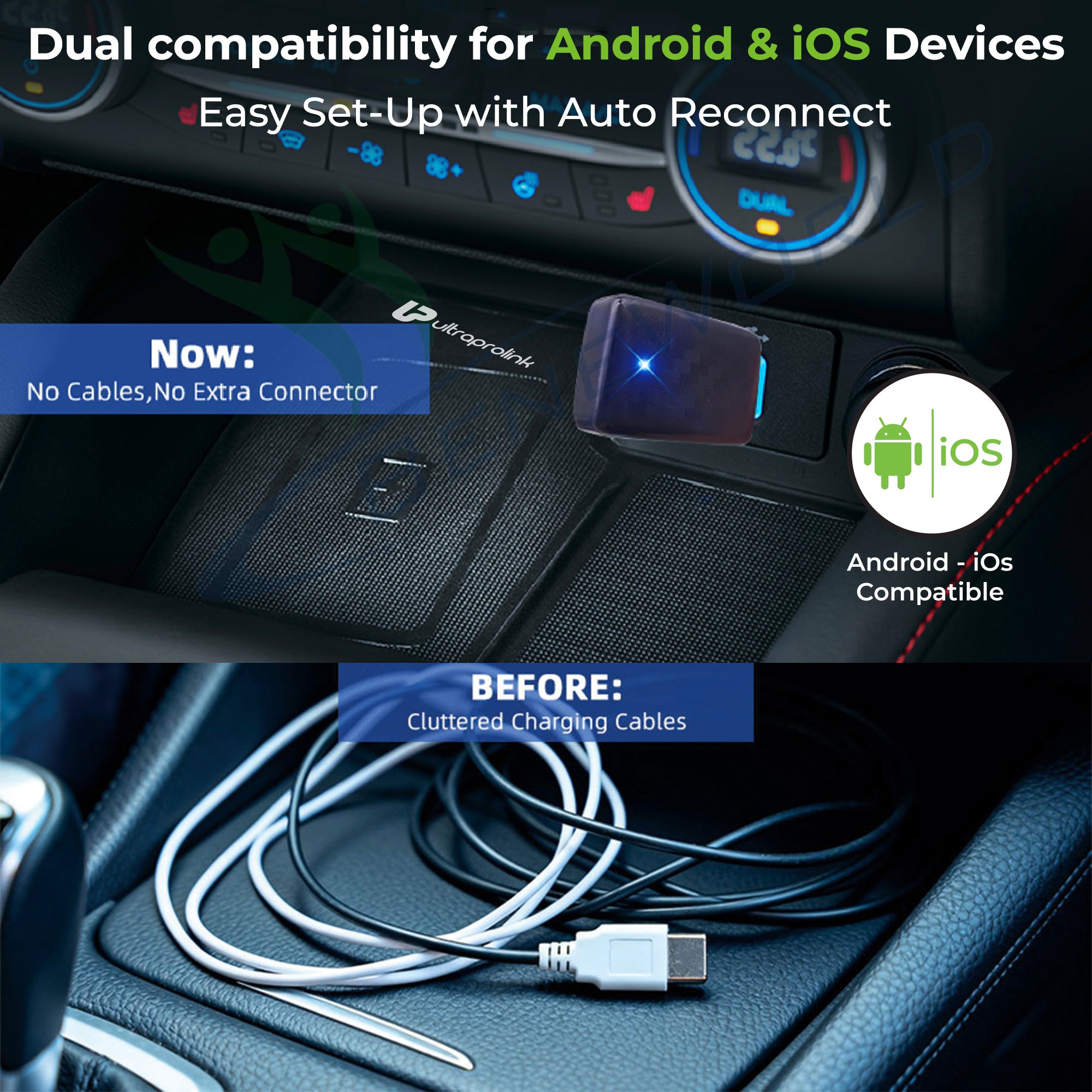 DriveLink | Android Auto/CarPlay Adapter | 2 in 1 Wireless Car Receiver| UM1221L