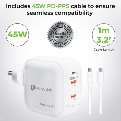 Boost 45 MP | Boost 45W GaN Charger Multi-protocol with 1m Type C cable | UM1342