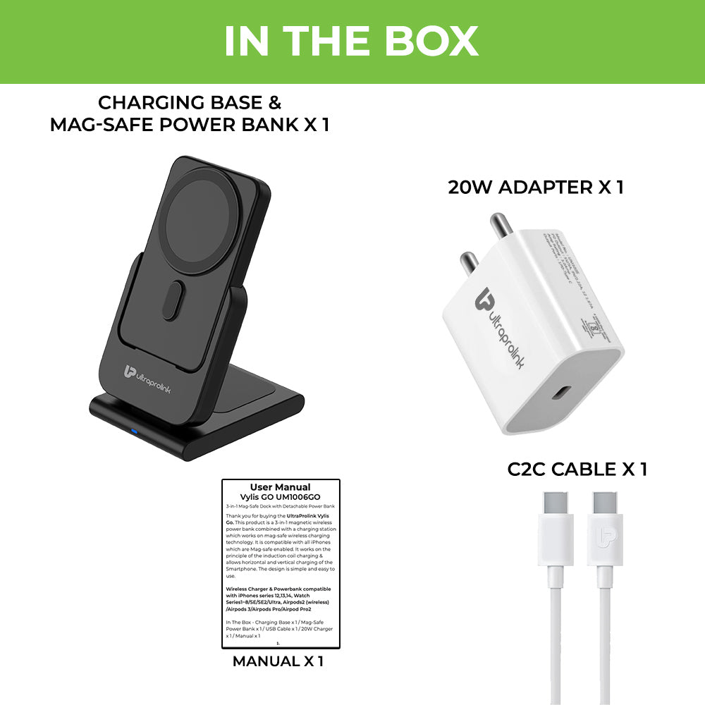 3-in-1 Vylis GO Wireless Dock with Detachable Mag-Safe Power Bank UM1006GO