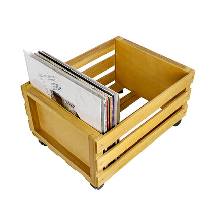 Wooden 12″ LP Vinyl Record Storage Crate on Wheels GK1259CDR