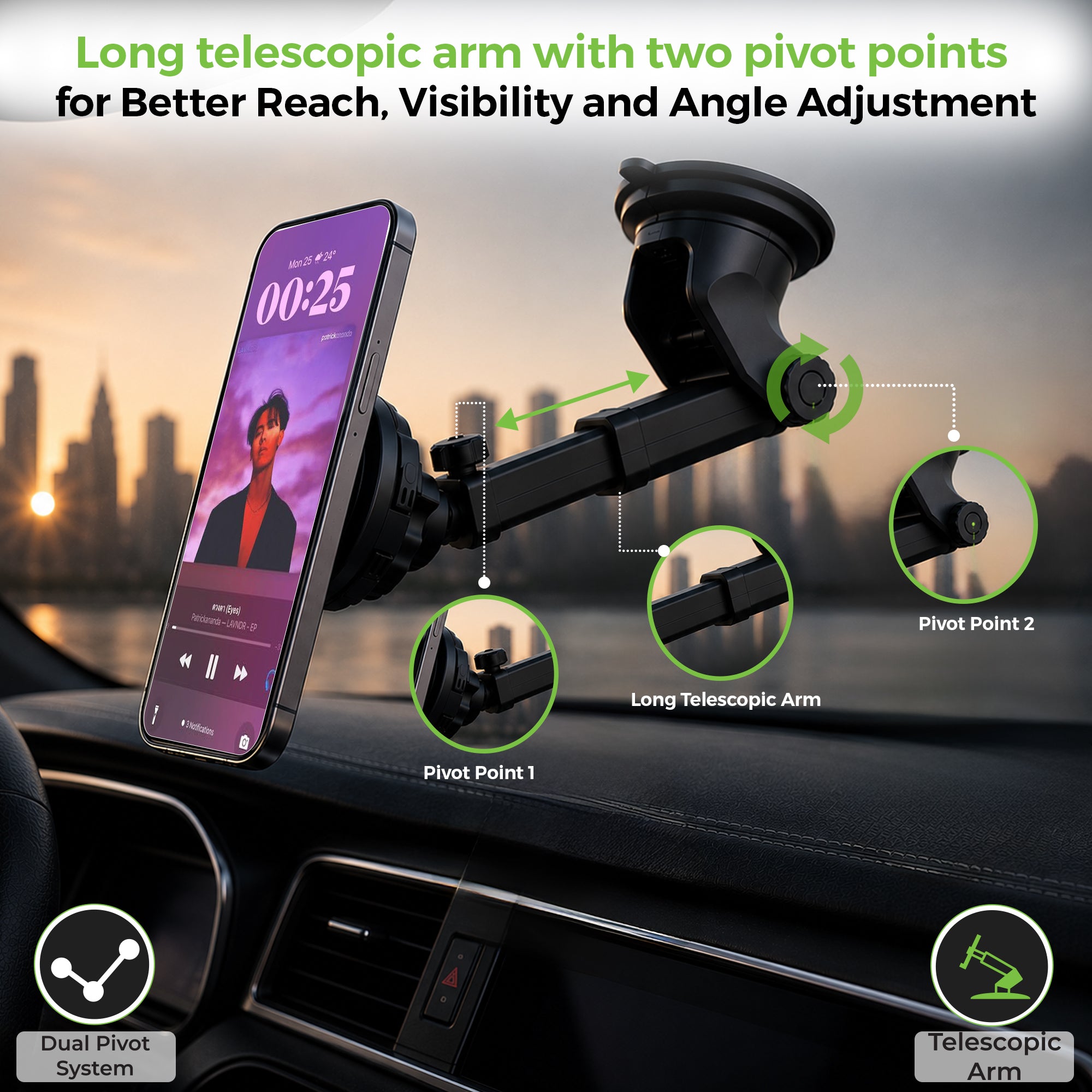 DriveSafe Smart | 2-in-1 MagSafe & Clamp Car Phone Holder | UM1278