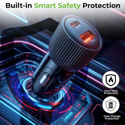 Mach Trio-Link | 51W Dual Port Fast Car Charger with 3-in-1 Cable | UM1270