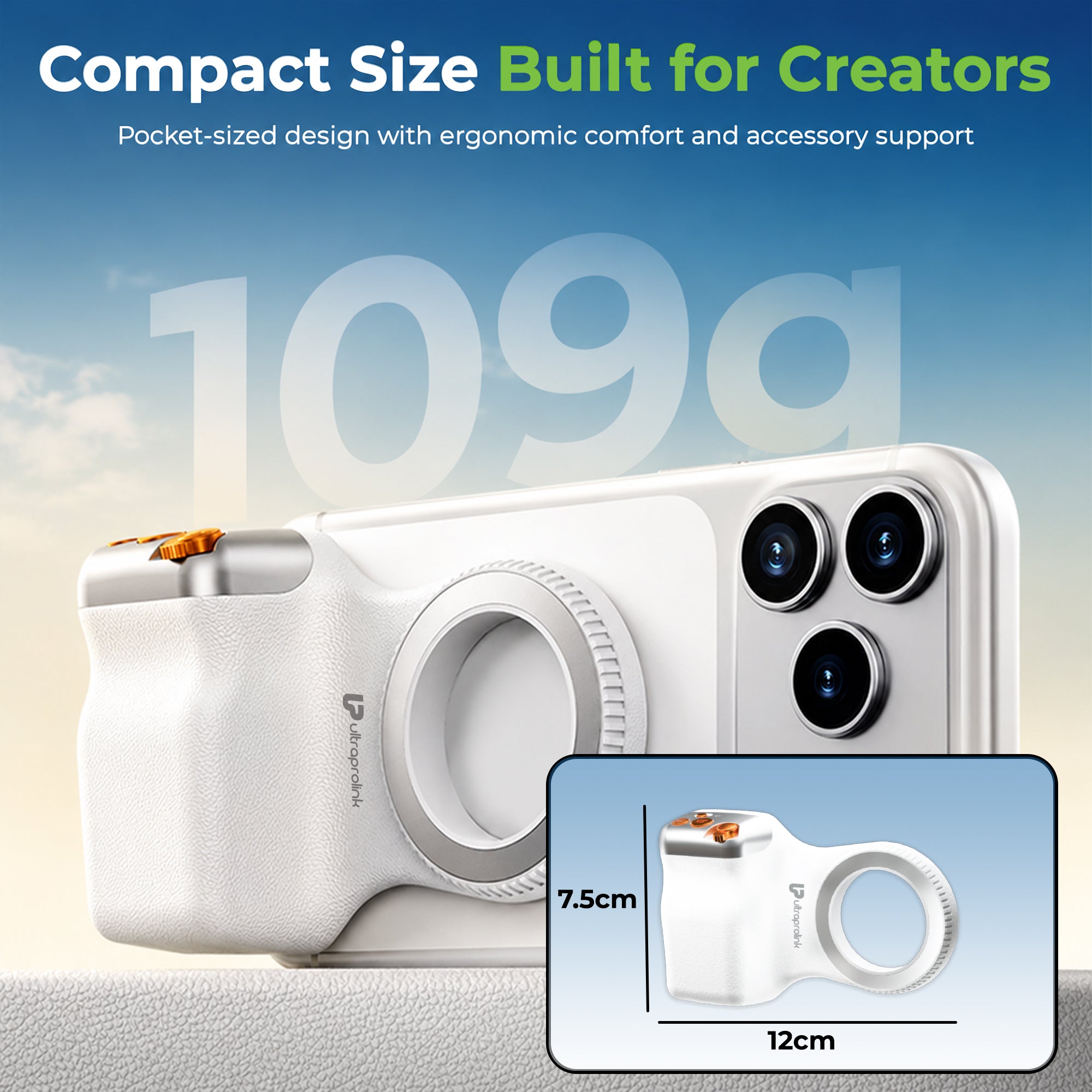 Snap-Z Grip | Magnetic Phone Camera Grip with Detachable Bluetooth Shutter & zoom control | UM1273