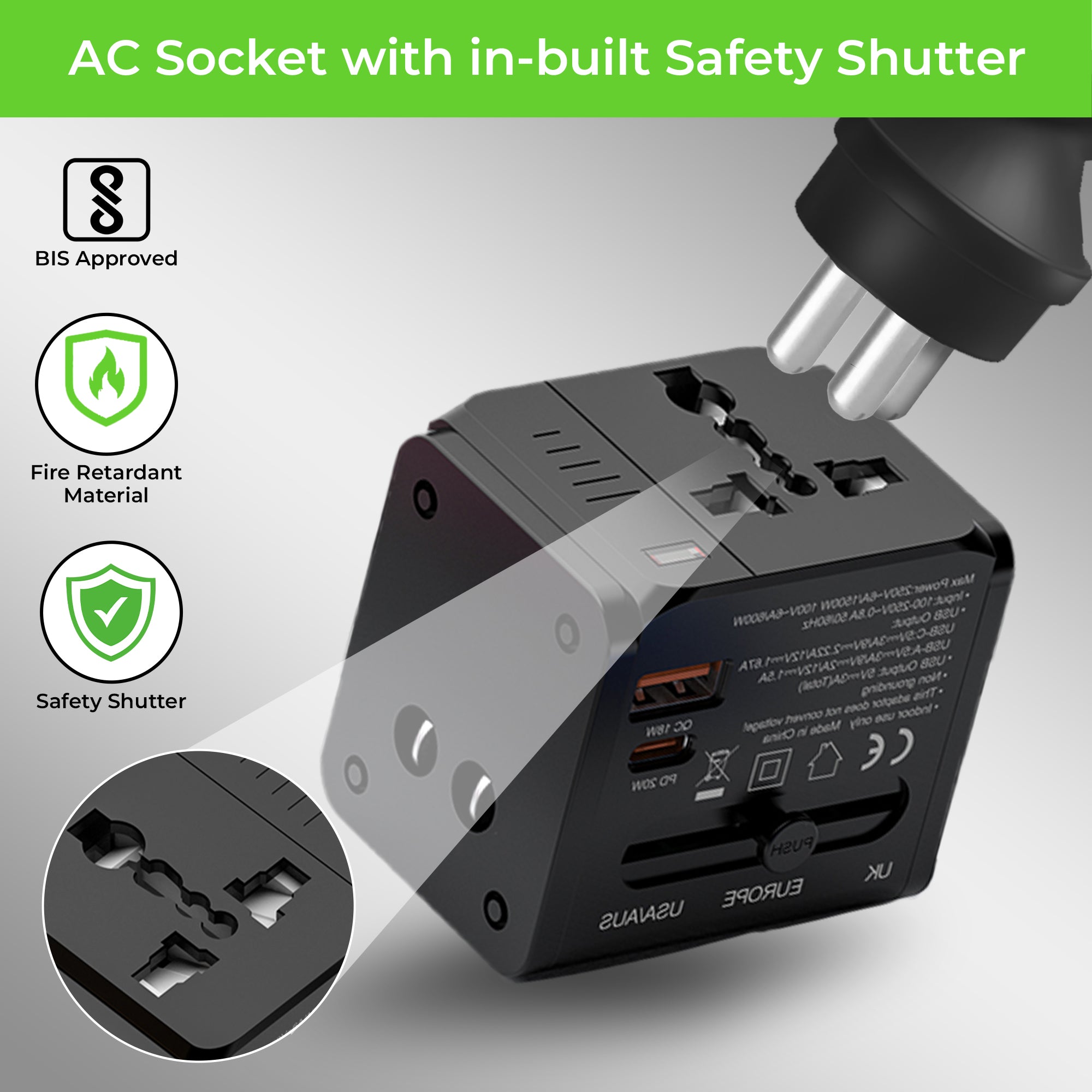 world travel adapter fast charger oppo vivo mi redmi realme one plus google pixel