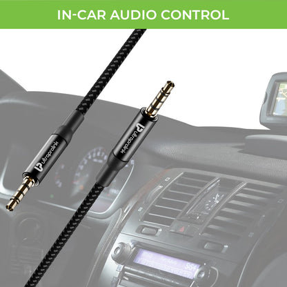 AudioOX 3.5mm–3.5mm Nylon Braided Audio Cable 1.5m UL107BRBLK-0150