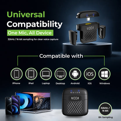 Sonic Vibe | Dual Wireless Microphones with Charging Case | UM1215