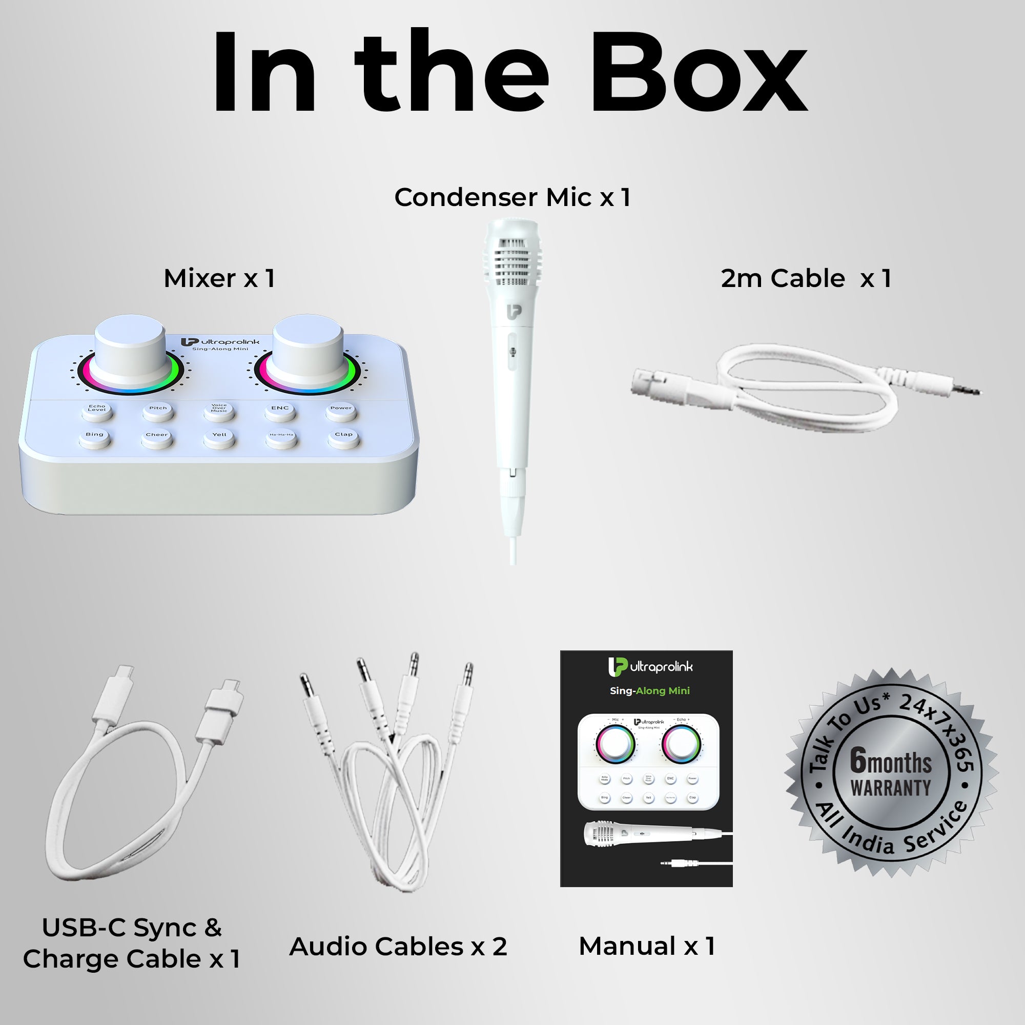 Sing-Along Mini Wireless Karaoke & Live Broadcast Mixer with Condenser Mic UM1002M