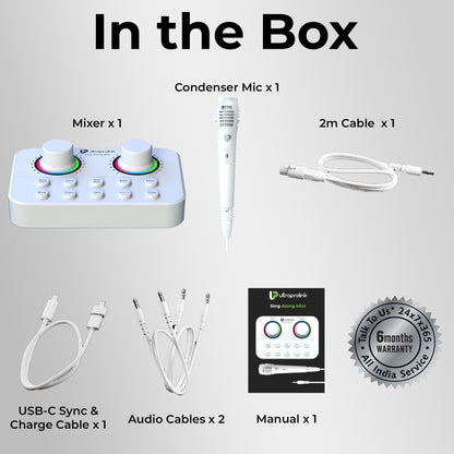 Sing-Along Mini Wireless Karaoke & Live Broadcast Mixer with Condenser Mic UM1002M