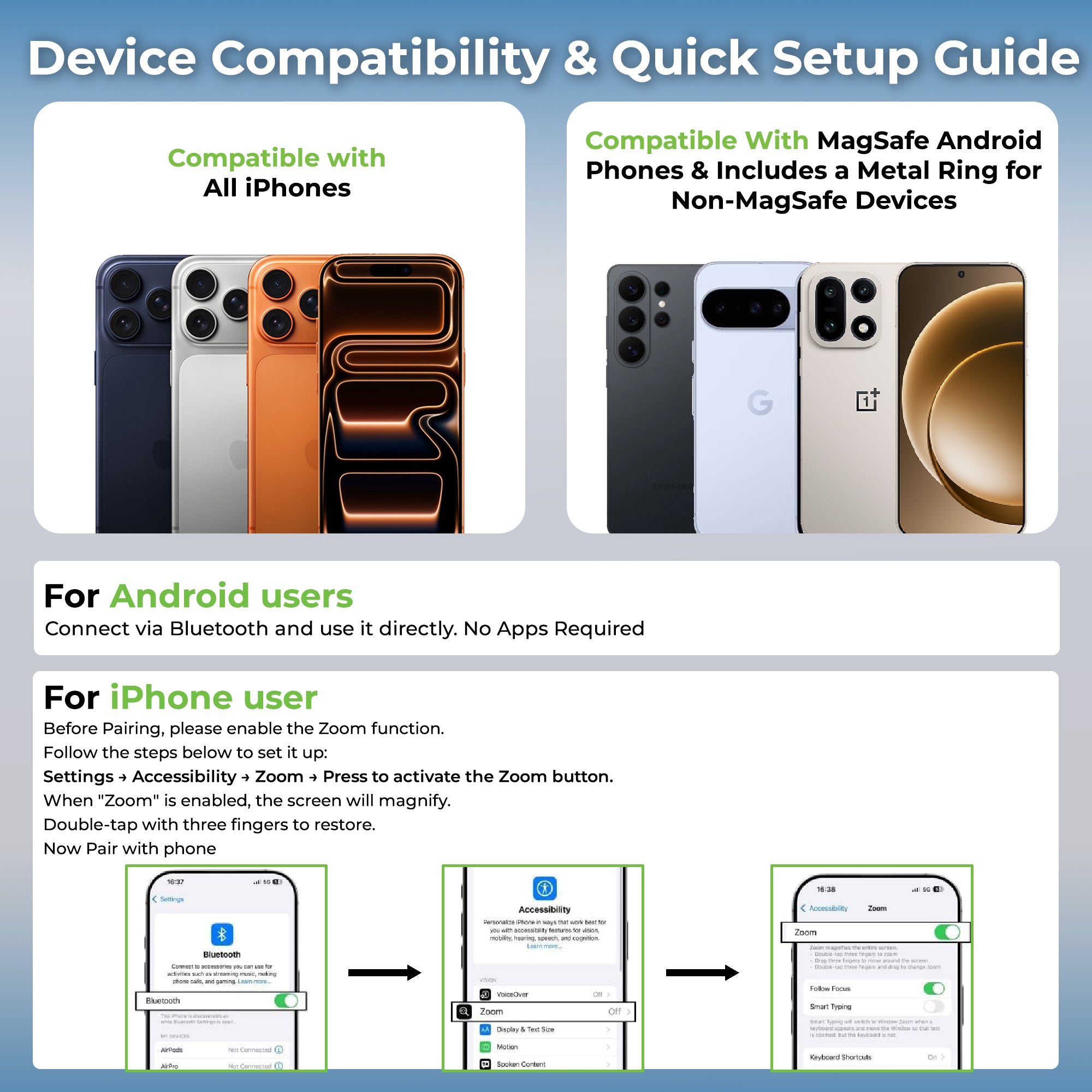 Snap-Z Grip | Magnetic Phone Camera Grip with Detachable Bluetooth Shutter & zoom control | UM1273