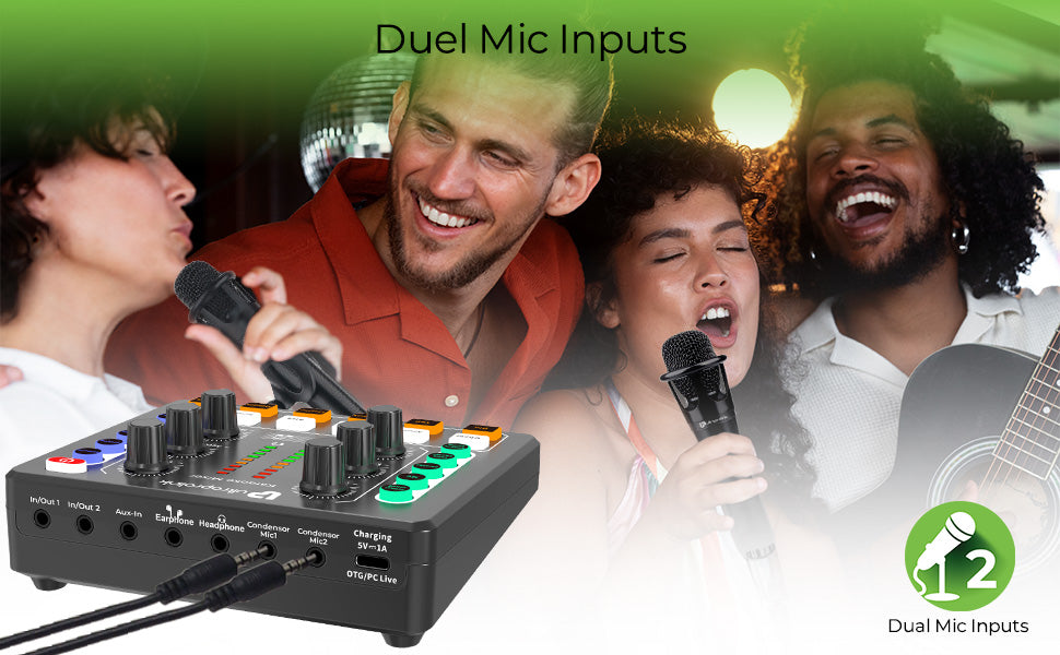 Sing Along Pro Portable Wireless Karaoke & Live Broadcast Mixer with Condenser Mic & Recording UM1002PRO