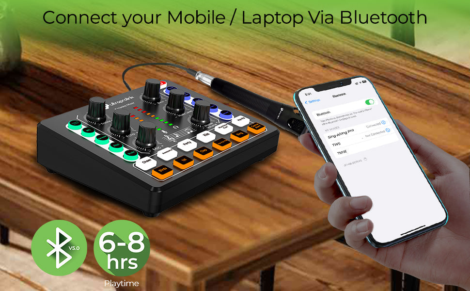 Sing Along Pro Portable Wireless Karaoke & Live Broadcast Mixer with Condenser Mic & Recording UM1002PRO