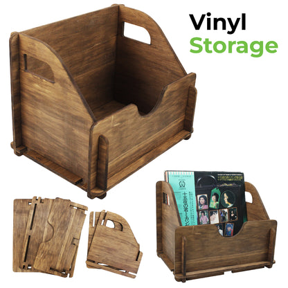 Vinyl storage| Self-Assemble Wooden Record Storage Case ( Holds 50-60 LPs) GK1258BWN