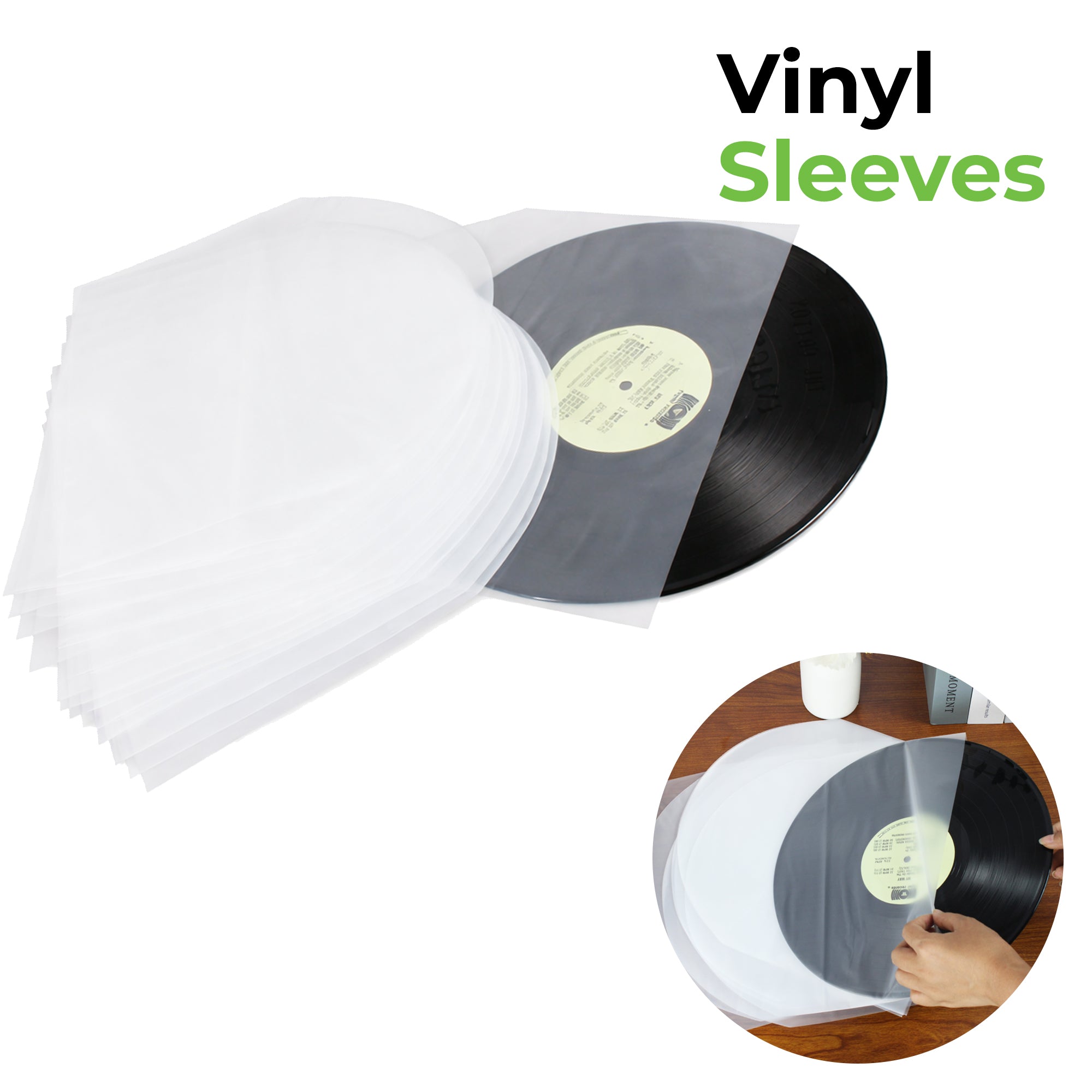 Vinyl Sleeves| 12" Record Inner Protective HDPE U-Shape Sleeves - 50 pcs GK1263