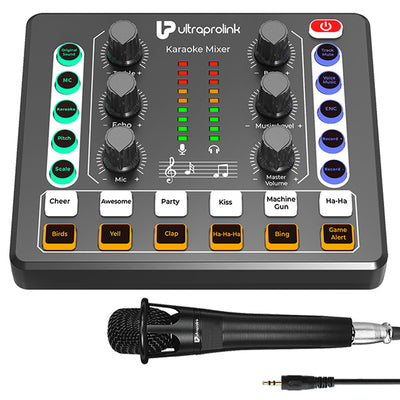 Live Broadcast Mixer with Condenser Microphone - Professional Audio Equipment